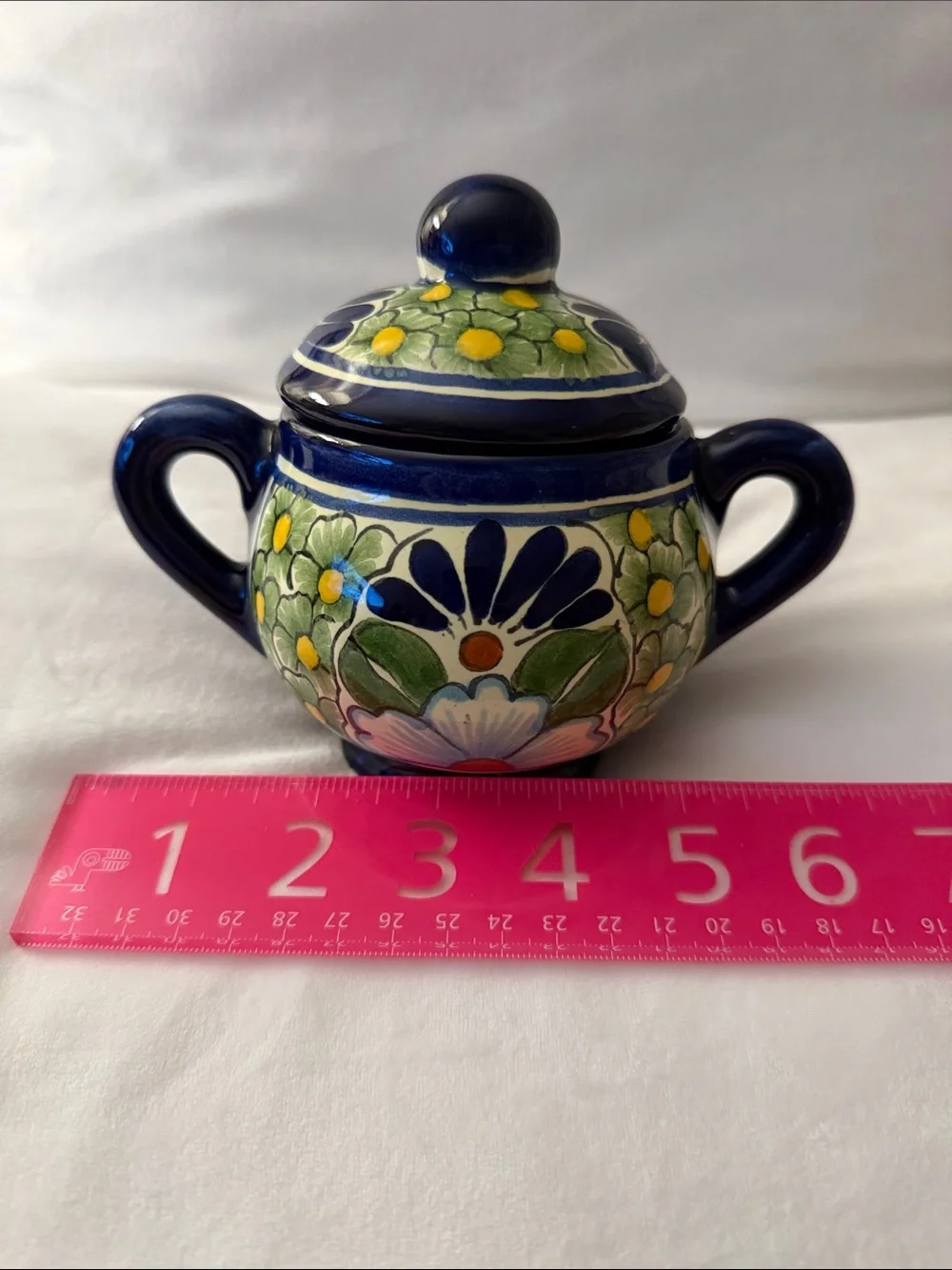 Mexican Talavera Lidded Sugar Bowl & Creamer.